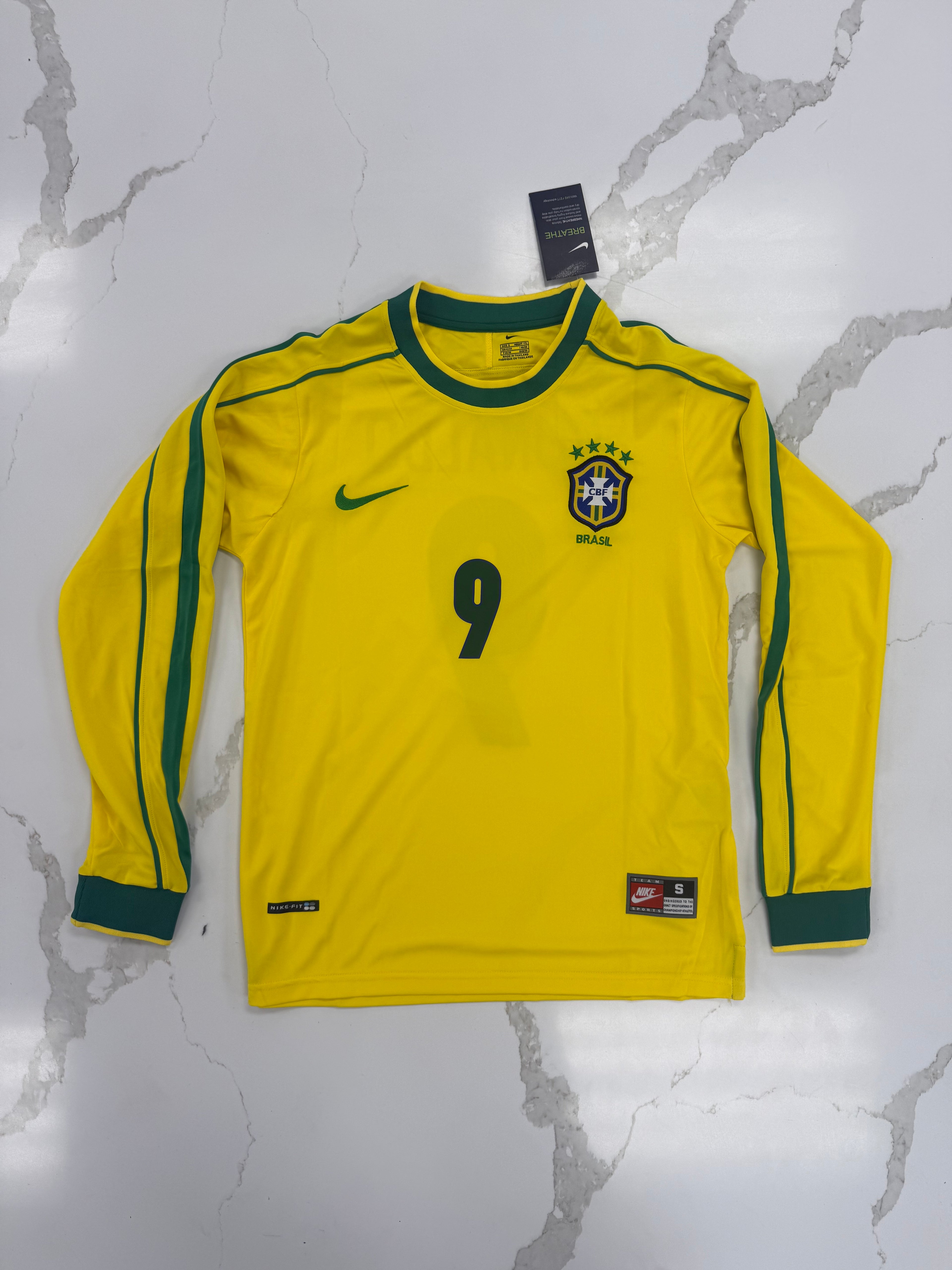 RONALDO 1998 Brazil home Long sleeved retro Fan version