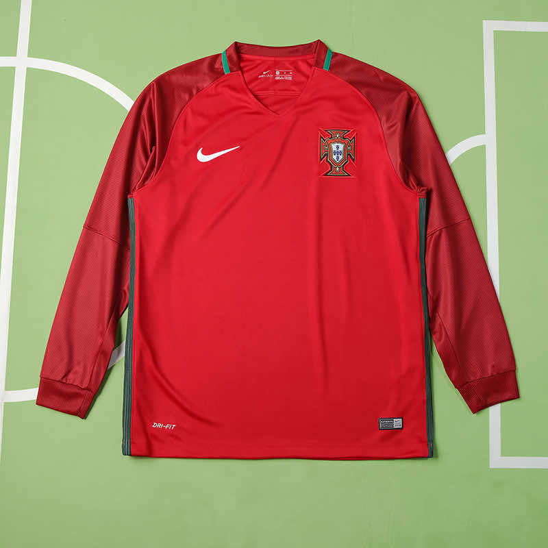 2016 Portugal home retro Long sleeve Fan version
